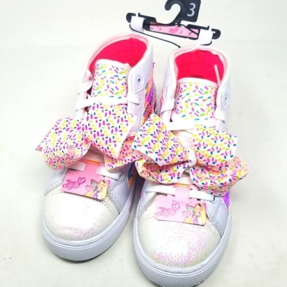 NWT.JOJO SIWA SEQUIN BOW SNEAKERS SIZE 3 - Picture 1 of 16